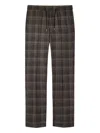 Paul Smith Brown And Navy Check Silk-wool Drawstring Trousers In Brown