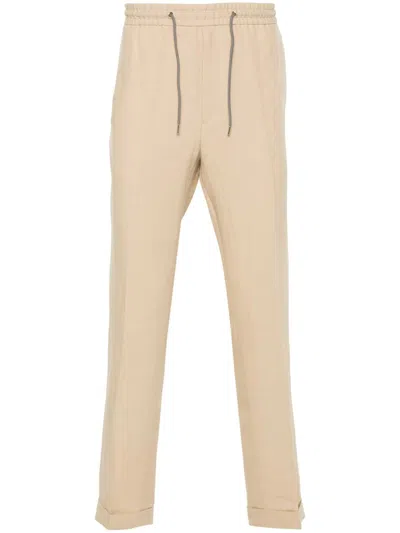 PAUL SMITH PAUL SMITH DRAWSTRING-FASTENING LINEN TROUSERS