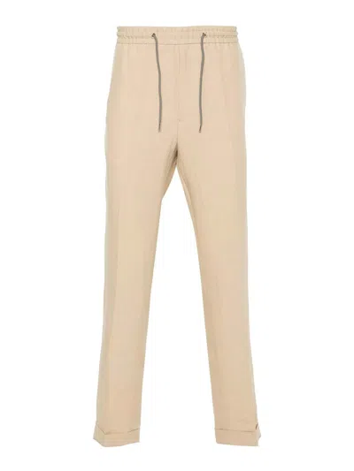 Paul Smith Drawstring-fastening Linen Trousers In Sand