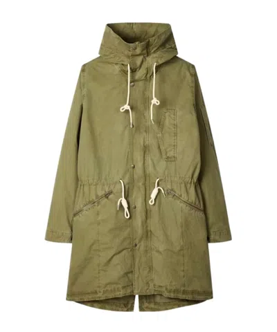 Paul Smith Drawstring Hooded Coat In Green
