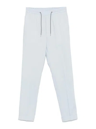 Paul Smith Drawstring Linen Trousers In Blue