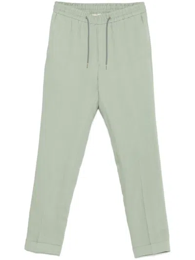 Paul Smith Slim-fit Straight-leg Linen Drawstring Trousers In Green