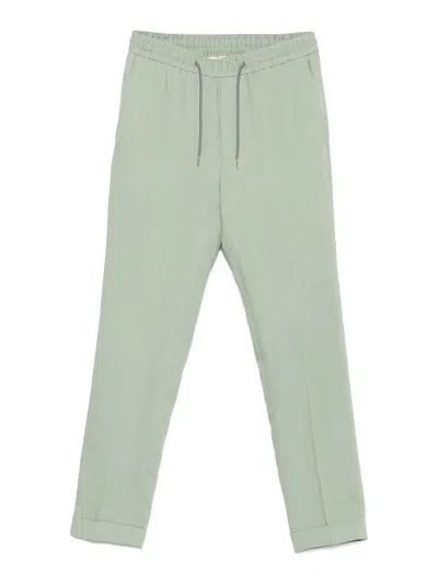 Paul Smith Drawstring Linen Trousers In Green