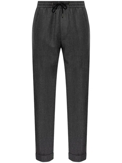 Paul Smith Drawstring Pleated Pants With Tailored Cuffs In Black