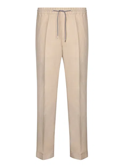Paul Smith Drawstring Tapered Leg Trousers In Sand
