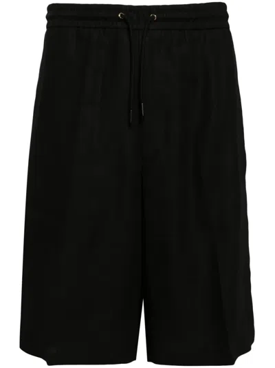 Paul Smith Drawstring-waist Linen Shorts In Black