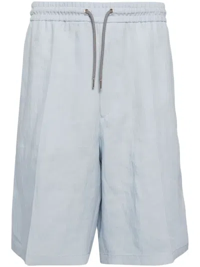 Paul Smith Drawstring-waist Linen Shorts In Blue