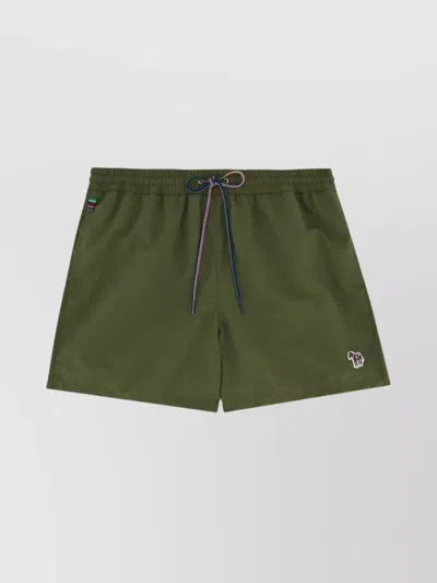 Paul Smith Drawstring Waistband Swimsuit Elastic Waistband In Military Green