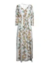 Paul Smith Floral Print Maxi Dress With Deep V-neckline And Tie Waist In Multicolor