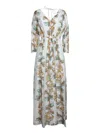 Paul Smith Floral Print Maxi Dress With Deep V-neckline And Tie Waist In Multicolor