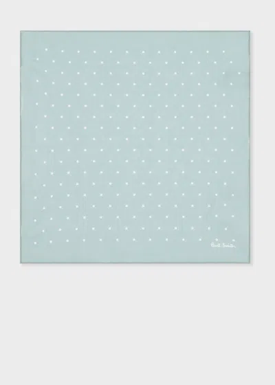 Paul Smith Duck Egg Blue Polka Dot Cotton Pocket Square