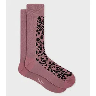 Paul Smith Dusky Pink Cotton-blend Leopard Socks
