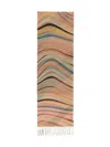 Paul Smith Dusky Swirl Striped-fringed Scarf In Multi