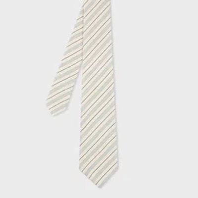 Paul Smith Ecru And Blue 'shirting Stripe' Tie White In Neutral