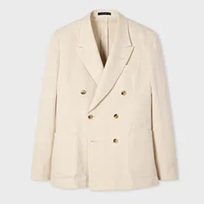 Paul Smith Ecru Cotton-linen Twill Double Breasted Blazer White In Neutral