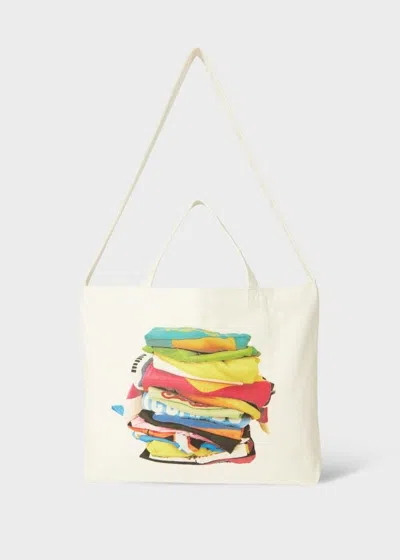 Paul Smith Ecru 'jersey' Print Tote Bag White