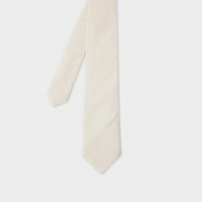 Paul Smith Ecru Linen-silk Blend Textured Tie White
