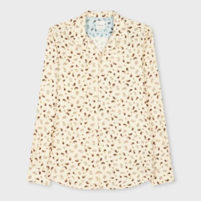 Paul Smith Ecru Paisley Print Viscose Shirt Orange