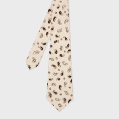 Paul Smith Ecru Paisley Tie White