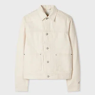 Paul Smith Ecru Pleated Denim Jacket Blue In White