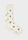 Paul Smith Ecru 'signature Stripe' Square Socks White In White