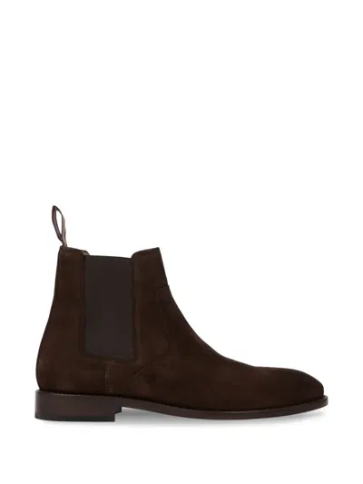 Paul Smith Elastic-panels Suede Boots In Brown