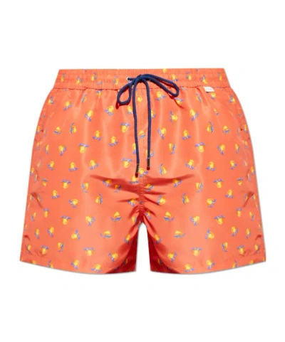 Paul Smith Elastic Waist Swimming Trunks In Orange