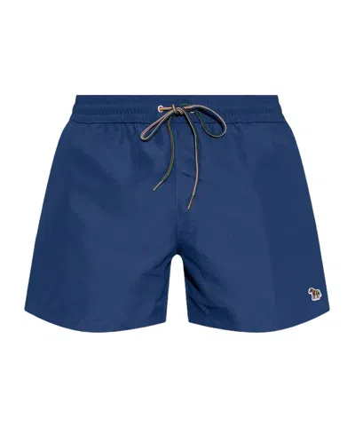 Paul Smith Elastic Waist Swimming Trunks In Blue