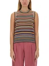 Paul Smith Women's 'signature Stripe' Cashmere Knitted Vest Multicolour In Tan