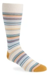 Paul Smith Elton Stripe Crew Socks In Off White/blue