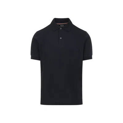 Paul Smith Polo Shirt Embroidered Placket Short Sleeves In Black
