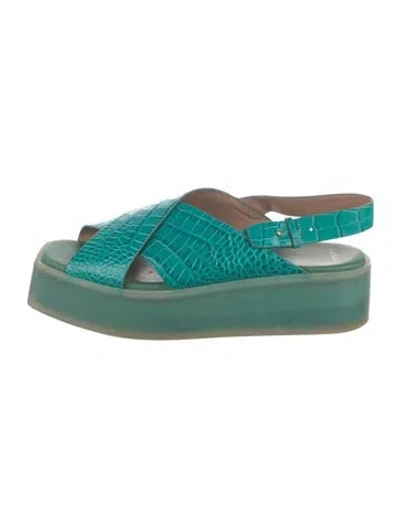 Pre-owned Paul Smith Embossed Leather Sandals In Green