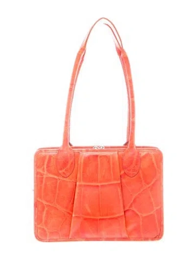 Pre-owned Paul Smith Embossed Leather Top Handle Bag In Orange