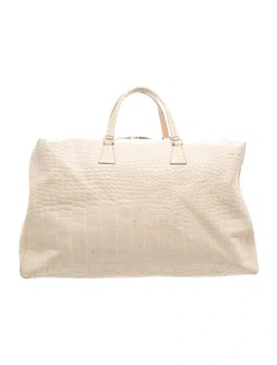 Pre-owned Paul Smith Embossed Leather Weekender Bag In Neutrals
