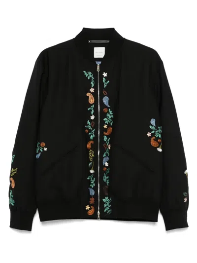 Paul Smith Embroidered Bomber Jacket In Black