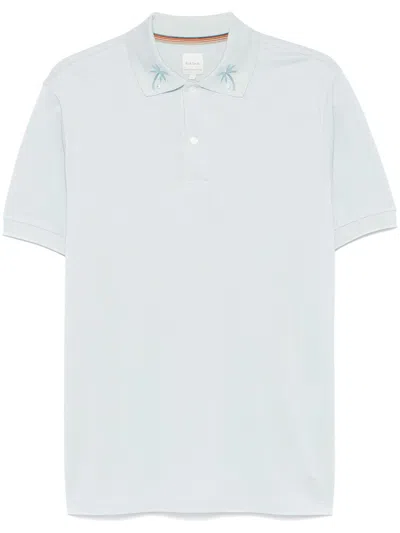 Paul Smith Embroidered-collar Polo Shirt In Blue