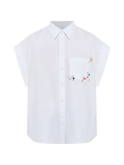 Paul Smith Embroidered Cotton Shirt In White