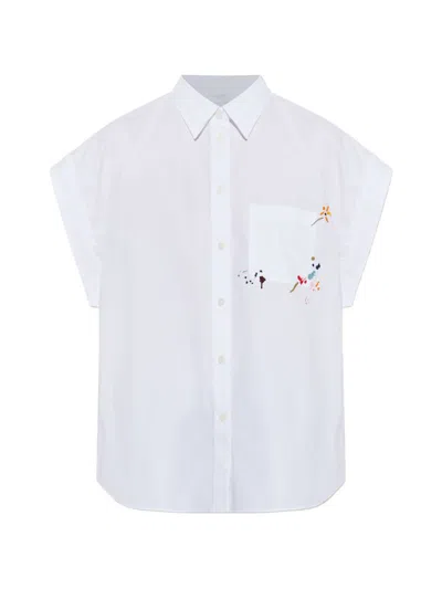 Paul Smith Embroidered Cotton Shirt In White