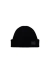 Paul Smith Ribbed Texture Hat Folded Cuff In Black
