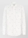 Paul Smith Embroidered Pattern Shirt Button Down Collar In White