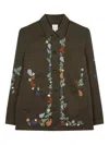 Paul Smith Dark Green Embroidered Paisley Overshirt In Green