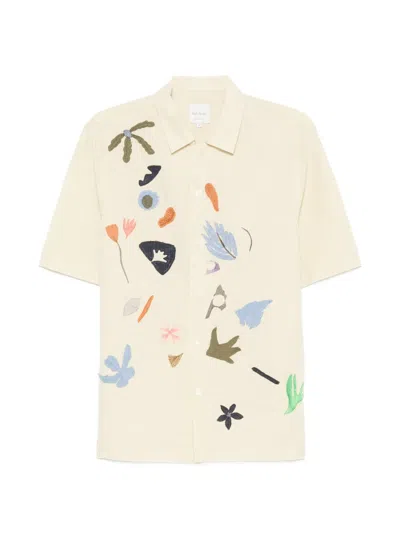 Paul Smith Embroidered Short-sleeve Shirt In Neutral