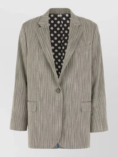 Paul Smith Embroidered Stretch Viscose Blend Tailored Blazer In Gray