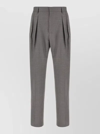 Paul Smith Grey Superfine Merino Wool Pleated Trousers In Gray