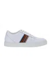 Paul Smith Multicolored Stripe Detail Smooth Leather Sneakers In White