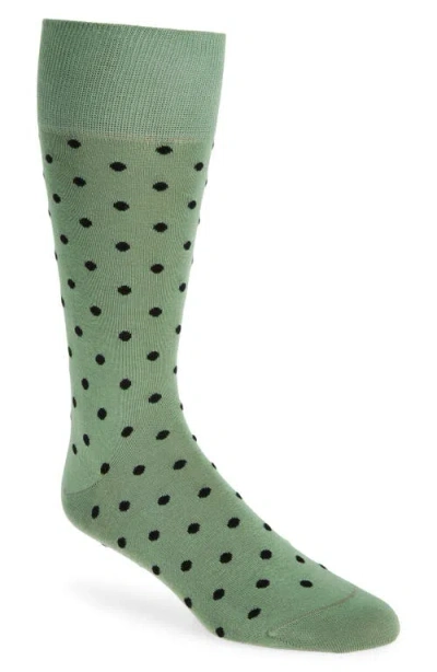 Paul Smith Fernando Polka Dot Cotton Blend Dress Socks In Emerald