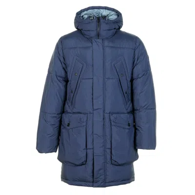 Paul Smith Fibre Down Long Hooded Parka Navy In Blue