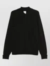 Paul Smith Fine Knit Long Sleeve Polo Sweater In Black