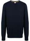 Paul Smith Lightweight Wool Crewneck Sweater With Ribbed Cuffs In Blue