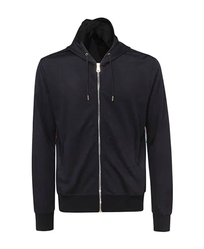 Paul Smith Fine-knit Zip-up Hoodie In Black